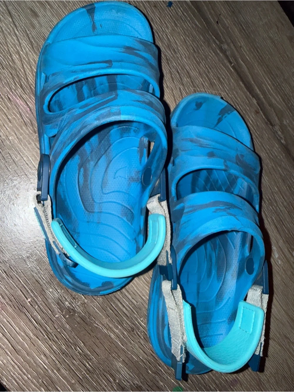 Kids Teal Blue Adjustable Strap Sandals